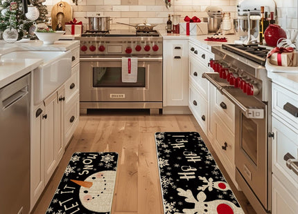 Artoid Mode Snowman Deer Let It Snow Snowflake Christmas Kitchen Mats Set of 2, Winter Decor Low-Profile Kitchen Rugs for Floor - 17x29 and 17x47 Inch