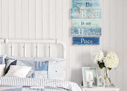 MODE HOME Coastal Wall Decor for Home, Beach Wall Art Wooden Hanging Sign with Starfish Element, Perfect Beach Themed Room Decor and Ocean Decor for Bathroom Bedroom Coastal Living Spaces 11.5" x 17"
