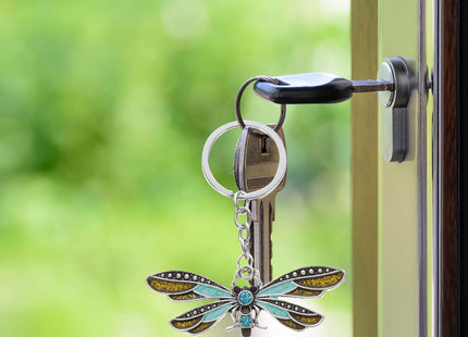 PRETYZOOM Dragonfly Keychain, Rhinestone Dragonfly Bag Charms Butterfly Purse Hanging Pendant Key Holder for Women