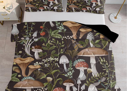 SOULZZZ Soft Mushroom Printed Comforter Twin- Luxurious Forest Natural Brown Mushroom Bedding Set - Mushroom Home Decor Bed Set for Girls Boys