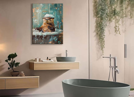 Aciagloc Bathroom Otter Canvas Wall Art, 12x16 In