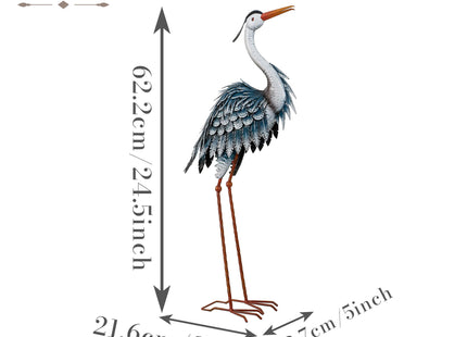 TERESA'S COLLECTIONS Garden Decor Blue Heron Sculptures & Statues,24.5" Coastal Metal Heron Decoy for Outdoor Outside Vivid Bird Metal Yard Art Cranes Patio Pond Pool Lawn Decorations,Gift for Mom