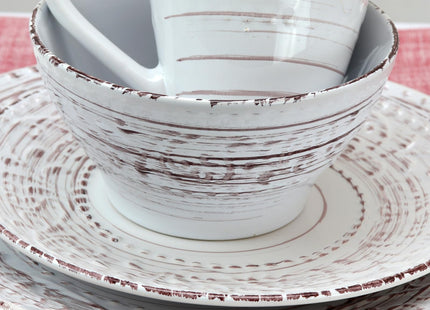 Elama Embossed Stoneware Ocean Dinnerware Dish Set, 16 Piece, Seashell and White Sand