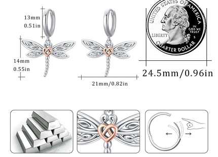 MEDWISE Sterling Silver Dragonfly Hoop Earrings for Women Dragonfly Gifts