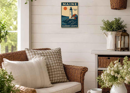 Maine Harbor Lights Vintage Metal Signs 8 X 12 Inch