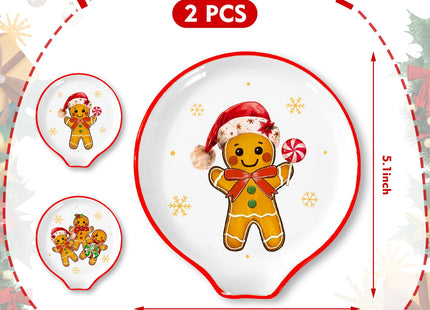 JarThenaAMCS 2Pcs 4.7inch Christmas Spoon Rest Cute Gingerbread Man Candy Snowflake Small Coffee Spoon Holder for Xmas Winter Bar Coffee Station Accessories