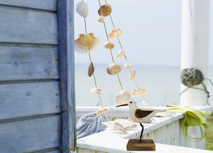 Wood Seagull Statue Beach Table Decor for Home 4.1" Rustic Beach Bird Decor