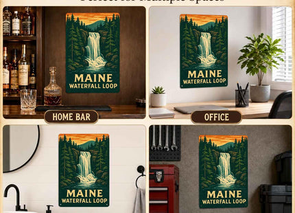 Maine Waterfall Loop Vintage Metal Signs 8 X 12 Inch