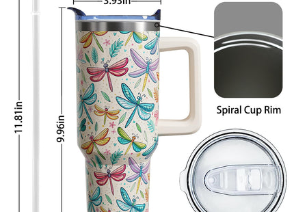 bchiijds 40 oz Dragonfly Cup Tumbler with Handle Lid and Straw, Dragonfly Gifts for Women, Cute Tumblers for Women