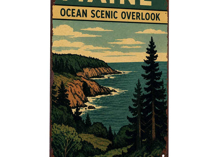Maine Ocean Scenic Vintage Metal Wall Art Signs 8X12 Inch