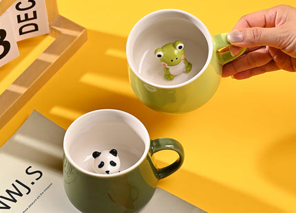 Ewaymado Owl Ceramic Mug,Hidden 3D Animal Inside Cup(Coffee Owl)