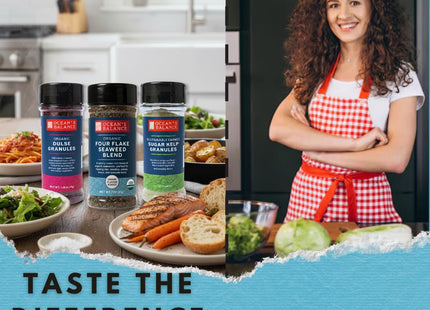 Ocean’s Balance Complete Seasoning Collection – Gourmet Seaweed Seasonings with Spicy, Truffle, Bonito, Four Flake Blend, Dulse Granules & Kelp Granules, Vegan Umami-Rich Low Sodium,