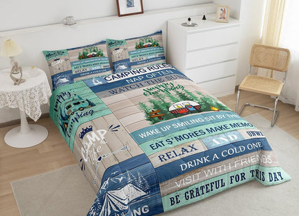 Feelyou Kids RV Camping Duvet Insert Twin Size, Happy Camping Comforter Set Boys Girls Lake House Bedding Set Farmhouse Trailers Camper Teens Bedroom Decor Bed Set 2Pcs