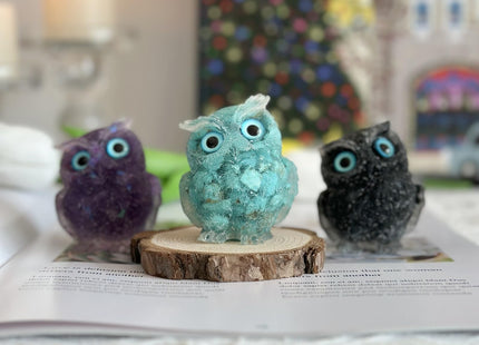 XYLIBLLA Hand-Carved Natural Crystal Owl Statue Owl Decor ，Green Owl Figurine, Animal Figurines Desk Decor and Owl Gifts for Women.（Turquoise）