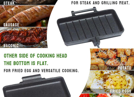 AILITOR Double Pie Iron Sandwich Maker for Camping, Cast Iron Campfire Pie Cooker, Campfire Cooking Equipment Mountain Pie Maker