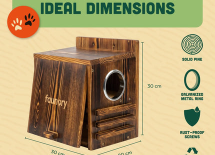 Faunory Squirrel House, Outdoor Wooden Squirrel Nesting Box with Predator Guard, DIY Squirrel Box for Trees, Gardens and Backyards