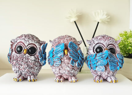 keqmsxi 3 Pcs Owl Decor Statue,Small Sculptures Owl Gifts for Women Men