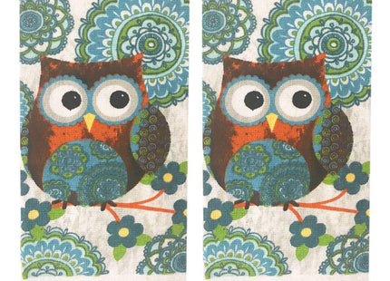 Lobyn Value Packs Kitchen Towel 5 Piece Linen Set 2 Towels 2 Pot Holders 1 Oven Mitt (Owl)