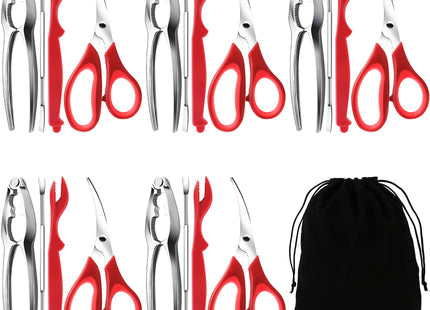 Seafood Crab Crackers and Tools, 21 Pcs Crab Leg Crackers Tools, Lobster Crackers and Picks Set, Crab Utensils Seafood Tools, Crab Forks Scissors Lobster Shellers, mobzio Nut Cracker Set for Crab Legs