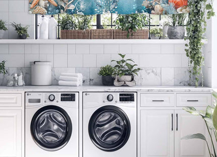 RisQiten Blue Coastal Seahorse Valances for Windows, Summer Beach Kitchen Curtains Window Treatment, Nautical Starfish Botanical Rod Pocket Short Window Valances for Living Room/Bedroom, 42" x 12"