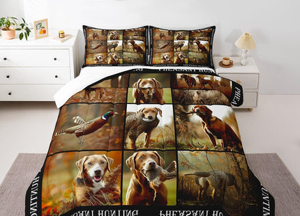 Erosebridal Pheasant Hunting Comforter Set Queen Size Duck Hunting Bedding Set Boho Farmhouse Wild Animals Down Comforter Woodland Fall Leaves Bedroom Decor Duvet Set for Kids Boys Girls Teens