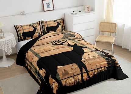 Feelyou Deer Moose Print Comforter Set Twin for Kids Boys Girls Bedding Set