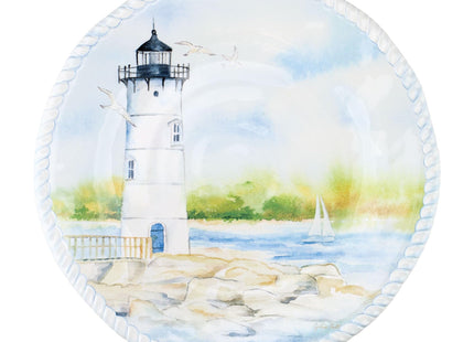 UPware 12 Piece Coastal Lighthouse Melamine Dinnerware Sets, Outdoor Dishes Set, Plates and Bowls Sets, Service for 4, Blue
