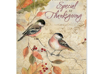 Current Chickadee Thanksgiving Greeting Cards - Set of 8 (1 Designs), Large 5" x 7", Autumn Cards with Sentiment Inside, White Envelopes