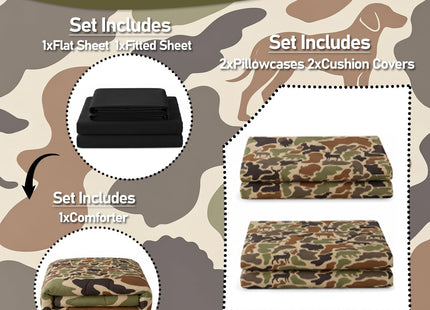 Feelyou Camo Deer Bear Comforter Set Queen Size Kids Boys Girls
