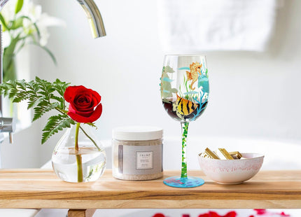 NymphFable Sea Turtle Hand-Painted Wine Glass Gift for Ocean Lovers, 15 oz