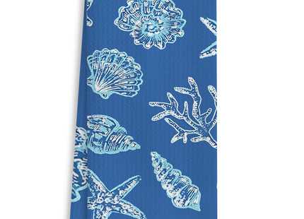 COWEB Dark Blue Coastal Beach Kitchen Towels, Gifts for Beach Lovers Dish Tea Towels for Kitchen Decor, Marine Life Nautical Beachy Hand Towels for Bathroom Decor, 16x24 Inch