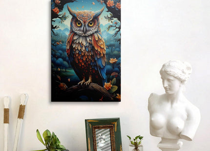 Framed Owl Canvas Wall Art Woodland Forest Wildlife Home Decor 16x24 Inches
