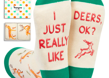 HAPPYPOP Funny Deer Socks for Women - Cute Deer Stuff Gifts for Men