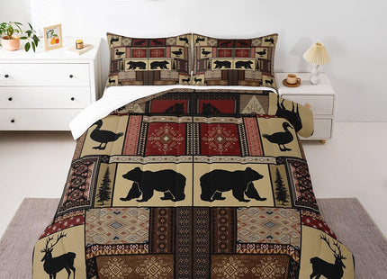 Kids Cabin Bear Comforter Set Wolf Printed Bedding Set for Boys Children