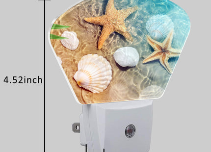 Uiaoiais Starfish and Seashell Night Light for Kids, Beach in Sea Water LED Night Light Plug into Wall with Dusk to Dawn Sensor for Girls Boys Women Men Room, Hallway, Kitchen, Bathroom, Stairs Decor