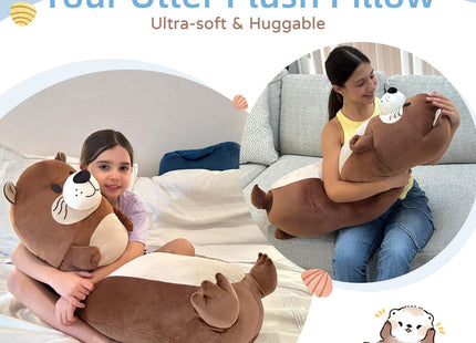 Tezituor Long Otter Plush Pillow,39.5" Giant Otter Stuffed Animal Soft Cuddly Sea Otter Long Body Pillow Sleeping Hugging Case Pillow Plush Toy Gifts for Kids Girlfriends Birthday Valentines Day
