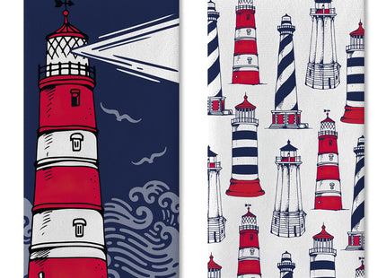 Croar Nautical Lighthouse Kitchen Dish Towels Set of 2