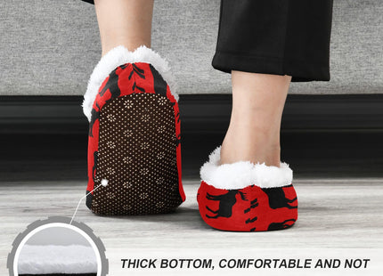 Umidedor Winter Deer Moose Red House Slippers Fuzzy Memory Foam Soft Slipper Socks for Woman Men, M