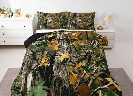 Erosebridal Camo Bedding Set Full Size Cabin Lodge Forest Woods Comforter Set for Teens Adult Men Bedroom, Rustic Farmhouse Bedding Comforter Sets Hunting Tree Camouflage Themed Quilt, Brown Green
