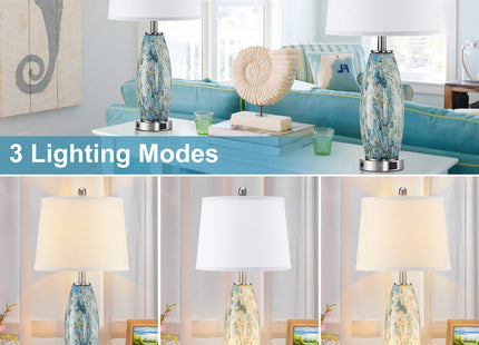 Lovlast 29" Tall Coastal Glass Table Lamps Set of 2 for Bedroom Living Room