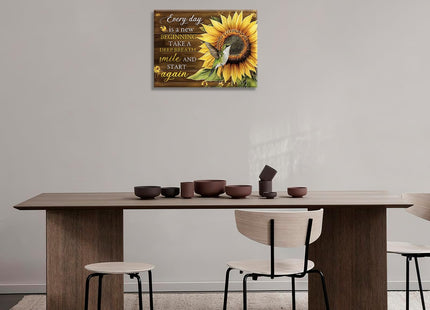 Estused Farmhouse Hummingbird Wall Art Hummingbird Sunflower Decor 16"x12"