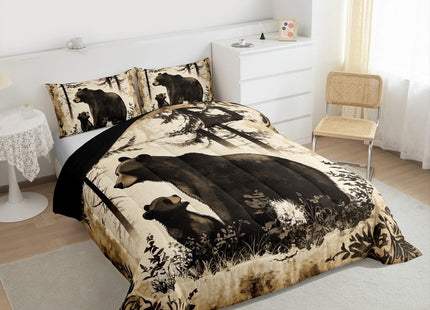 Feelyou Bear Comforter Set Queen Size Rustic Bedding Set for Kids Boys