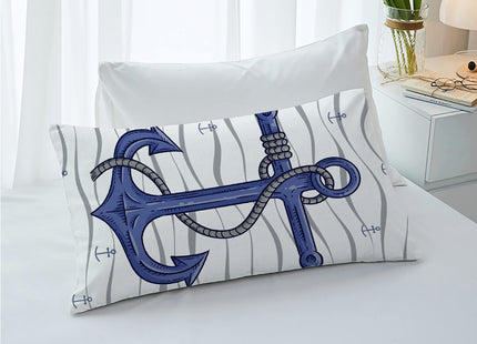 Todeyya Nautical Navy Anchor 3 Pieces Duvet Cover (Full Size) with 2 Pillow Shams, Microfiber Lightweight 3pcs Comforter Cover Set Coverlet, with Zipper Closure Corner Bedding All Season