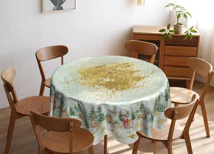 VentuCoven Christmas Tablecloth 60 inch Round Xmas Winter Deer Table Cloth Xmas Table Cloths Tablecloths for Kitchen Dining Decorations Holiday