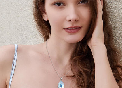 LUHE Hummingbird Necklace Sterling Silver Bird Moonstone Pendant Necklace with Flower Hummingbirds Jewelry Gifts for Women (Hummingbird Necklace)