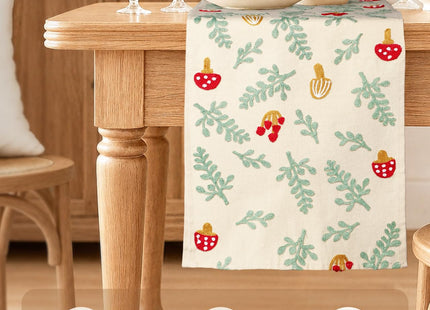 Miss Adola Embroidered Canvas Table Runner 13"x72", Cute Mushroom