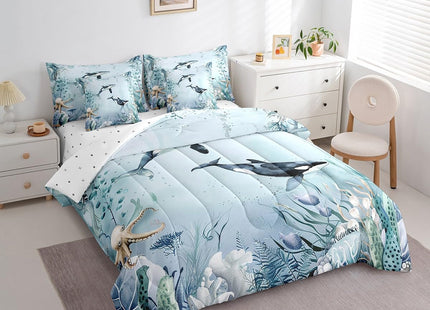 Erosebridal Killer Whale Orca 7 Piece Comforter Set Full Bed in A Bag