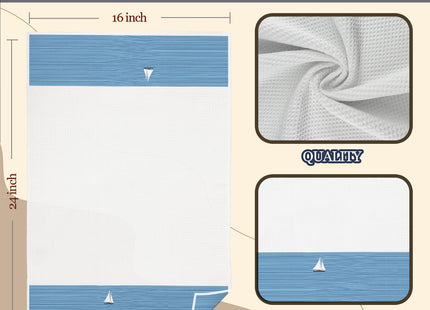 Likjad Nautical Sailboat Kitchen Towels, Blue Lake House Decor,16x24 Inch
