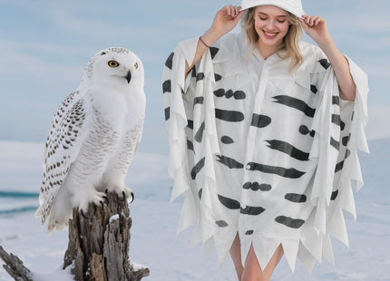 pewjury Owl Costume for Women - Snowy Owl Hooded Cape Unisex Halloween Cosplay Outfit for Teens & Adults