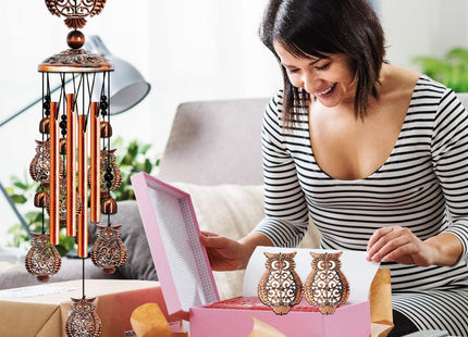 JUNQIU Owl Wind Chimes for Outside, Owl Gifts for Women & Mom, Owl Decor